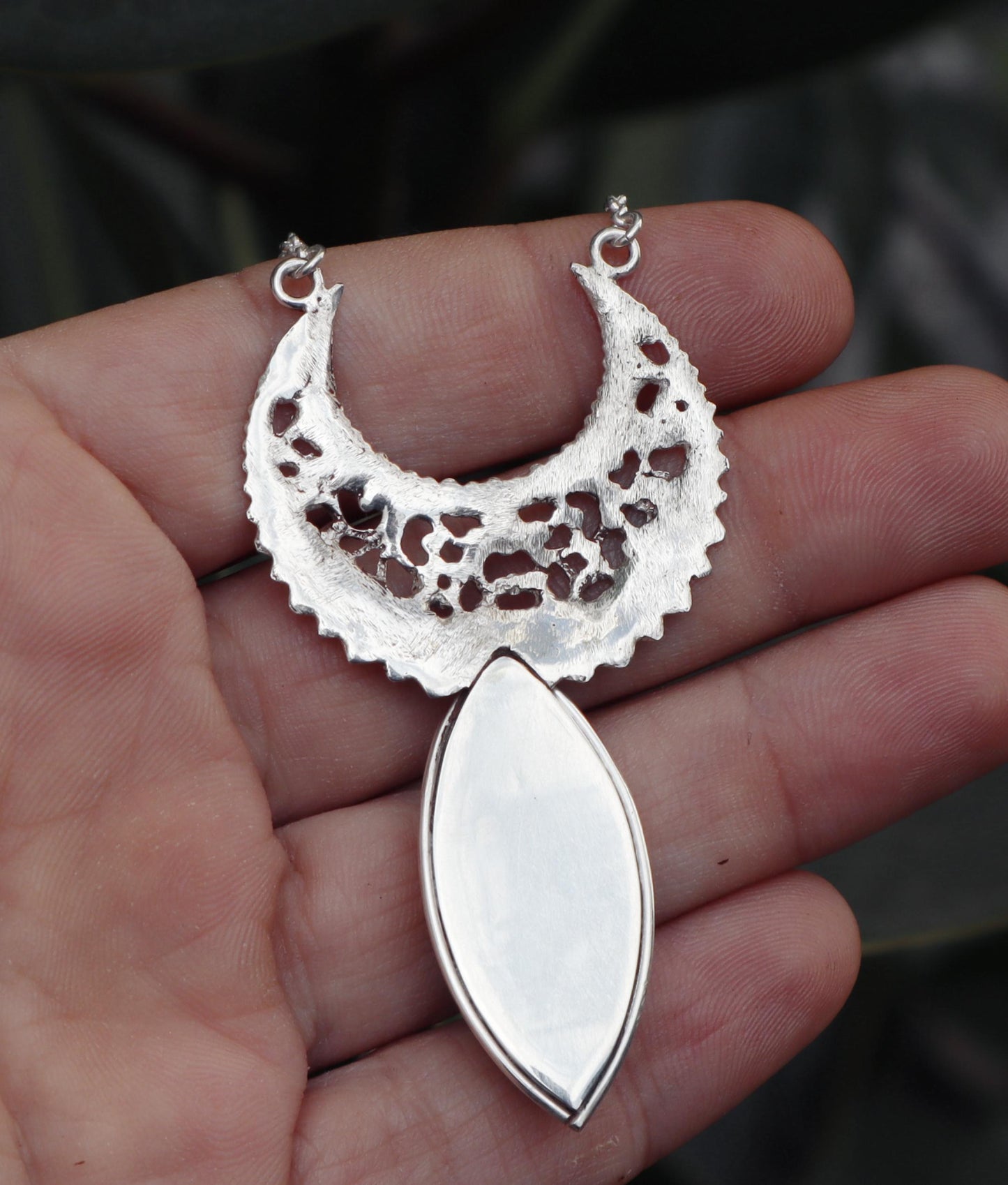 Sterling Silver Dainty Crescent Moon Labradorite Necklace