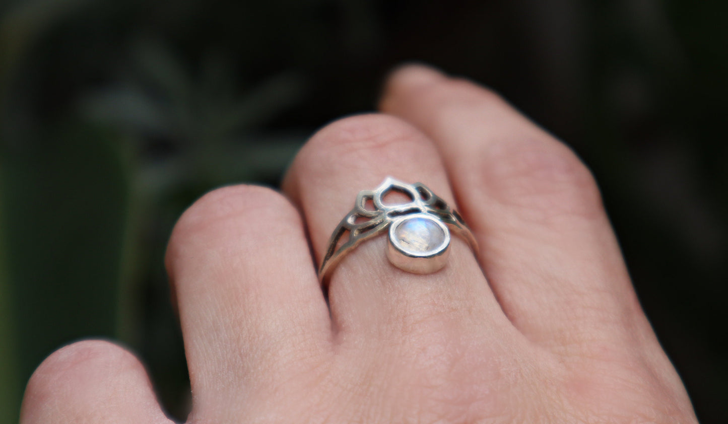 Sterling Silver Lotus Flower Ring for Women