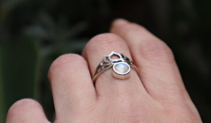 Sterling Silver Lotus Flower Ring for Women