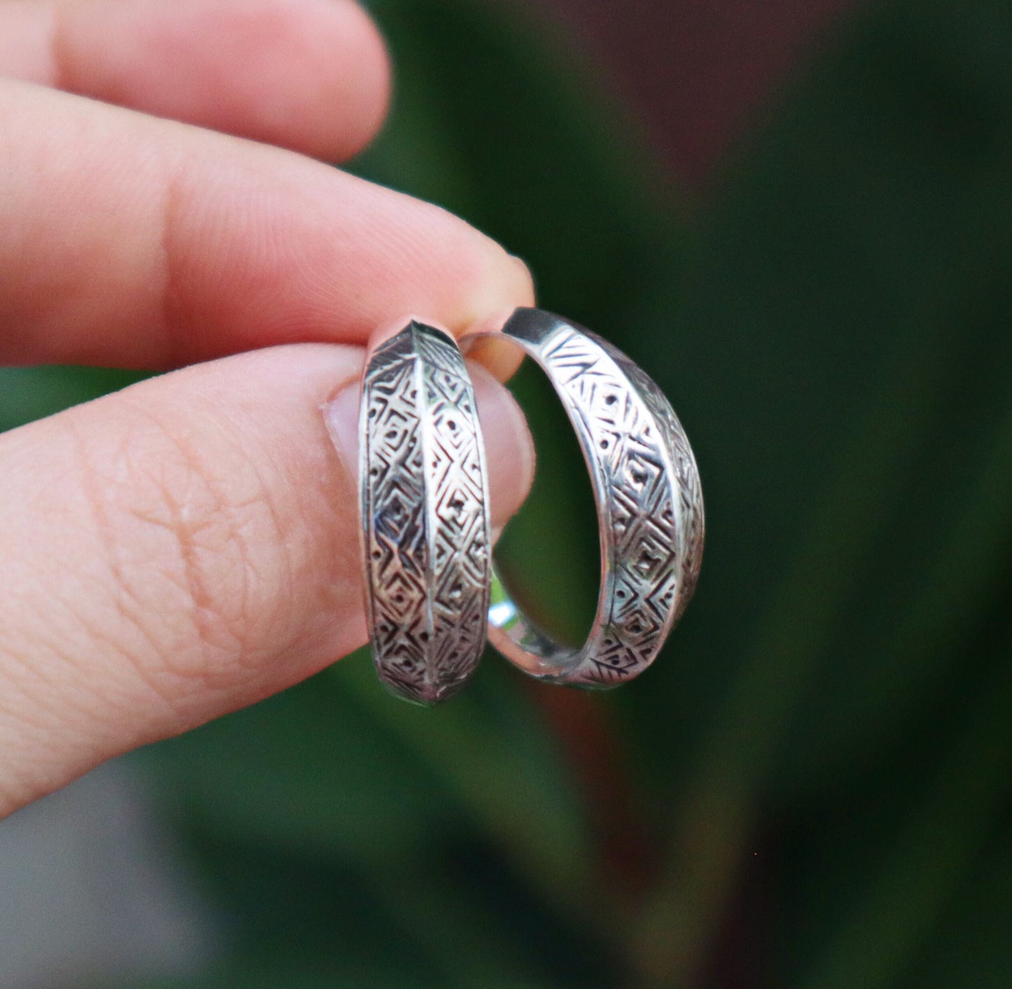 Sterling Silver Boho Aztec Simple Plain Solid Hoop Earrings