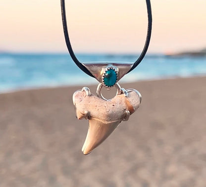 Sterling Silver Shark Tooth Turquoise Necklace