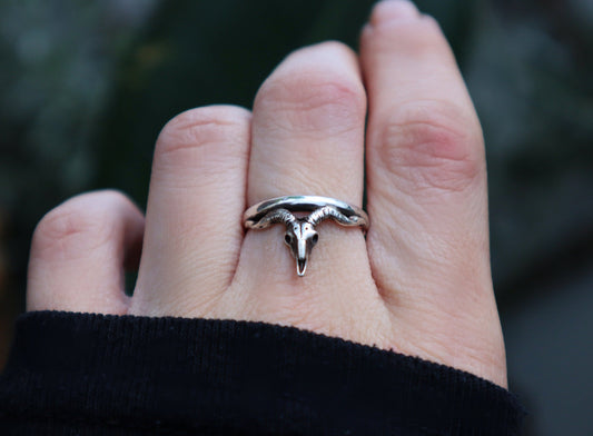 Sterling Silver Longhorn Buffalo Skull Ring