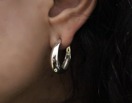 Sterling Silver Simple Plain Hoop Earrings