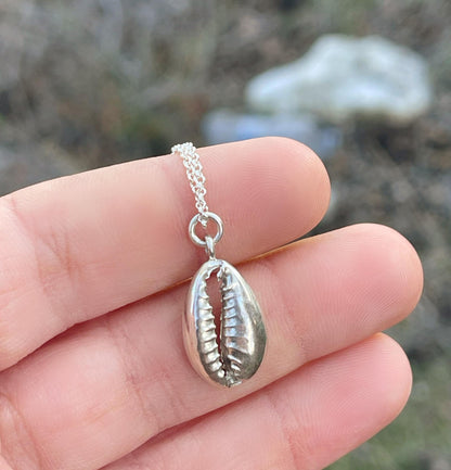 Sterling Silver Cowrie Shell Replica Necklace Women