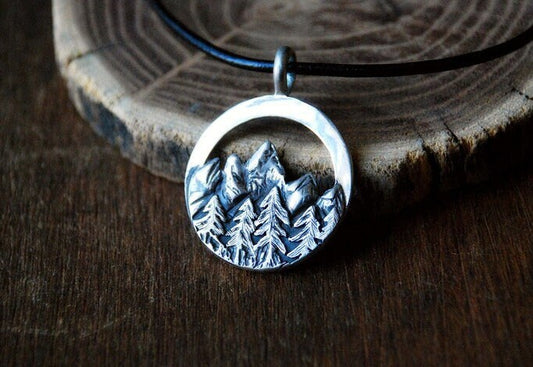 Sterling Silver Mountains Necklace Woman