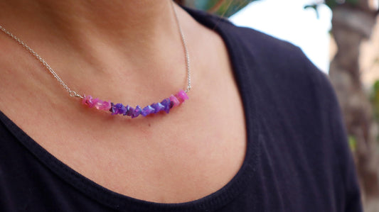 Sterling Silver Purple Pink Fire Opal Neclace Women