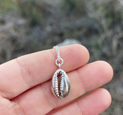 Sterling Silver Cowrie Shell Replica Necklace Women
