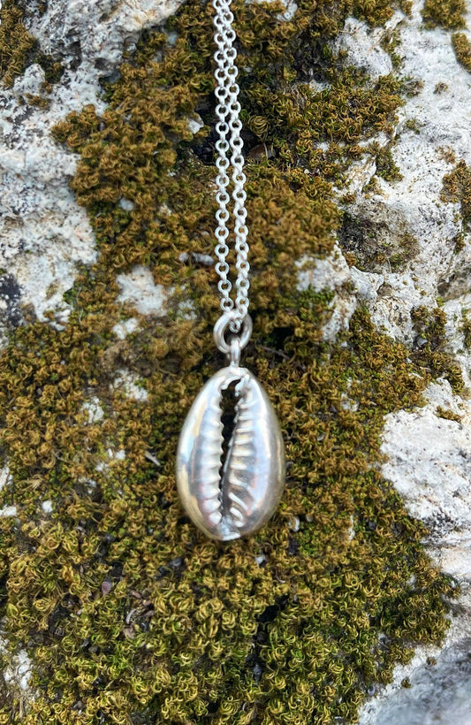 Sterling Silver Cowrie Shell Replica Necklace Women