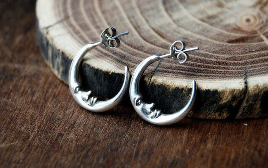 Sterling silver crescent moon earrings