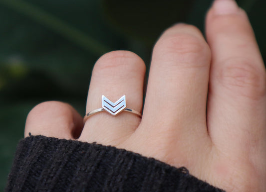 Sterling Silver Chevron Aztec Arrow Ring Women