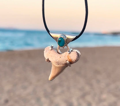 Sterling Silver Shark Tooth Turquoise Necklace