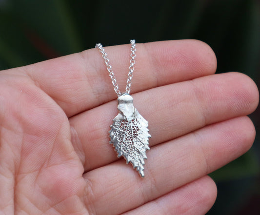 Sterling Silver Real Leaf Necklace Women, Minimalist Pendant, Nature Inspired Jewelry, Plant Lovers Gift, Statement Jewelry, Dainty Necklace