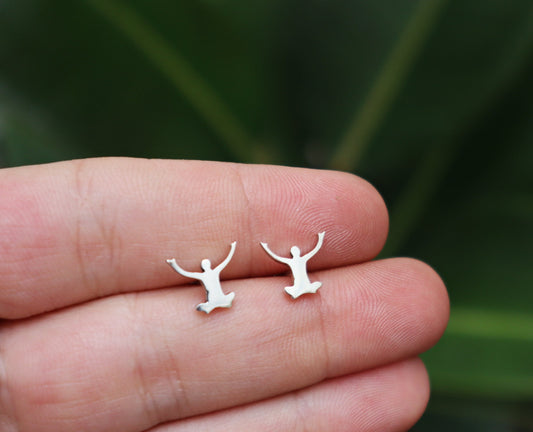 Sterling Silver Lotus Yoga Studs Earrings