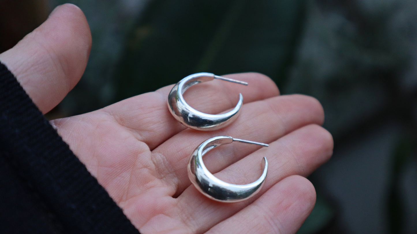 Sterling Silver Simple Plain Hoop Earrings