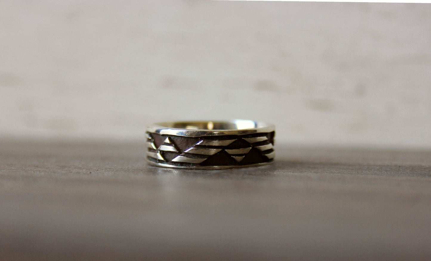Sterling Silver Wide Bold Aztec Ring Men