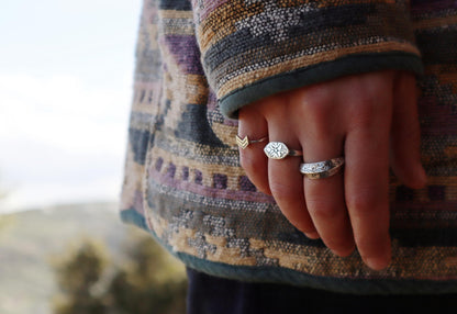 Sterling Silver North Star Compass Ring Women