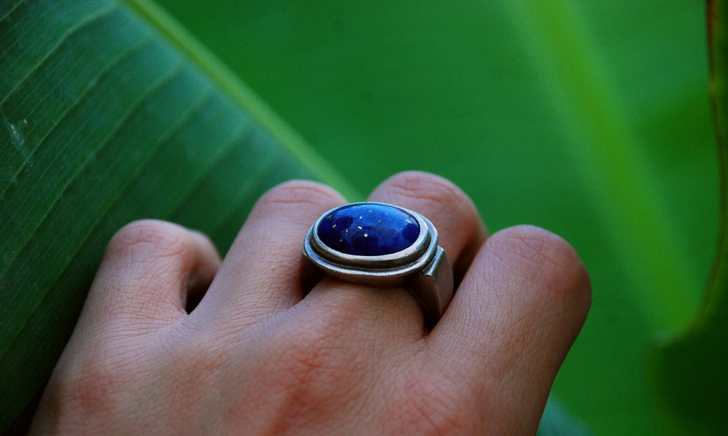Sterling Silver Natural Lapis Lazuli Ring
