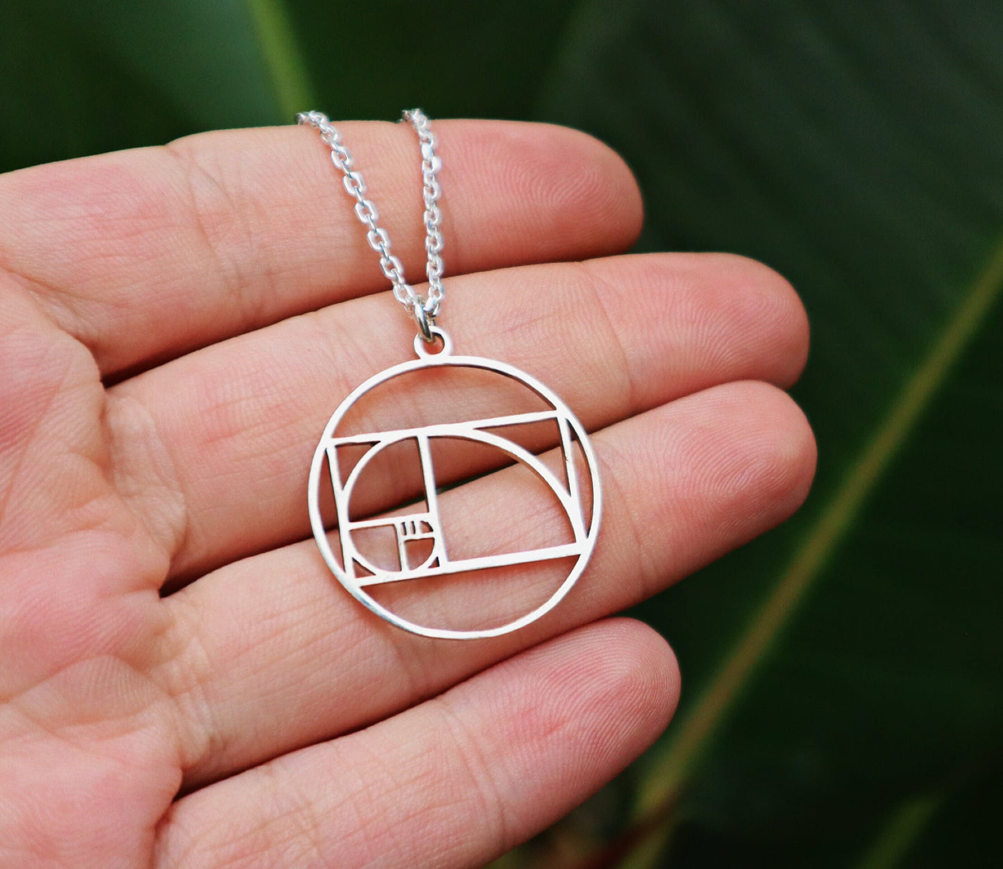 Sterling Silver UnisexGoldent Ration Fibonacci Necklace