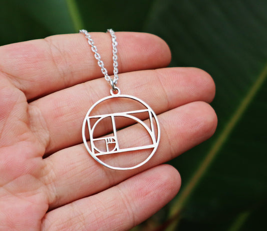 Sterling Silver UnisexGoldent Ration Fibonacci Necklace
