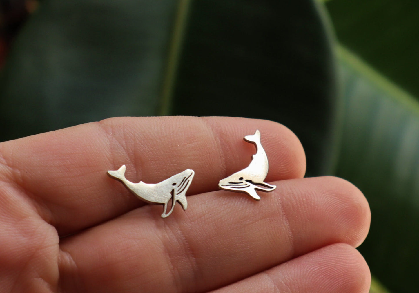 Sterling Silver Humpback Whale Studs Earrings