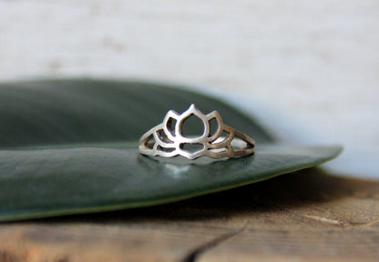 Sterling Silver Lotus Flower Ring for Women