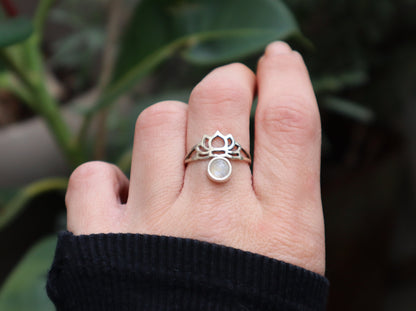 Sterling Silver Lotus Flower Ring for Women