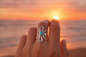 Sterling Silver Margarita Turquoise Flower Ring