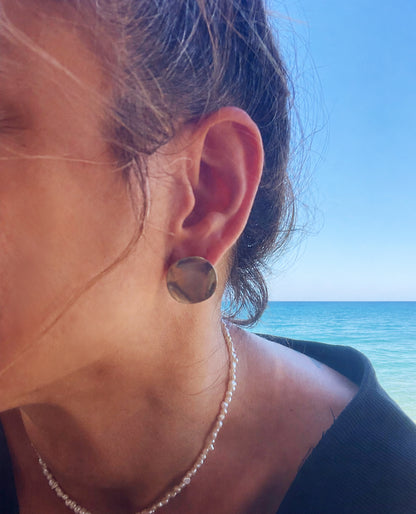 Sterling Silver Circle Earrings, Elegant Boho Beach Jewelry
