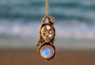 Sterling Silver Opal and Moonstone Woman's Face Necklace, Handmade Nature Goddess Jewelry