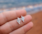 Sterling Silver Cactus Stud Earrings, Succulent Jewelry