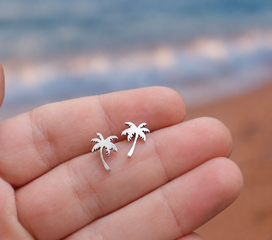 Palm Tree Stud Earrings – Sterling Silver