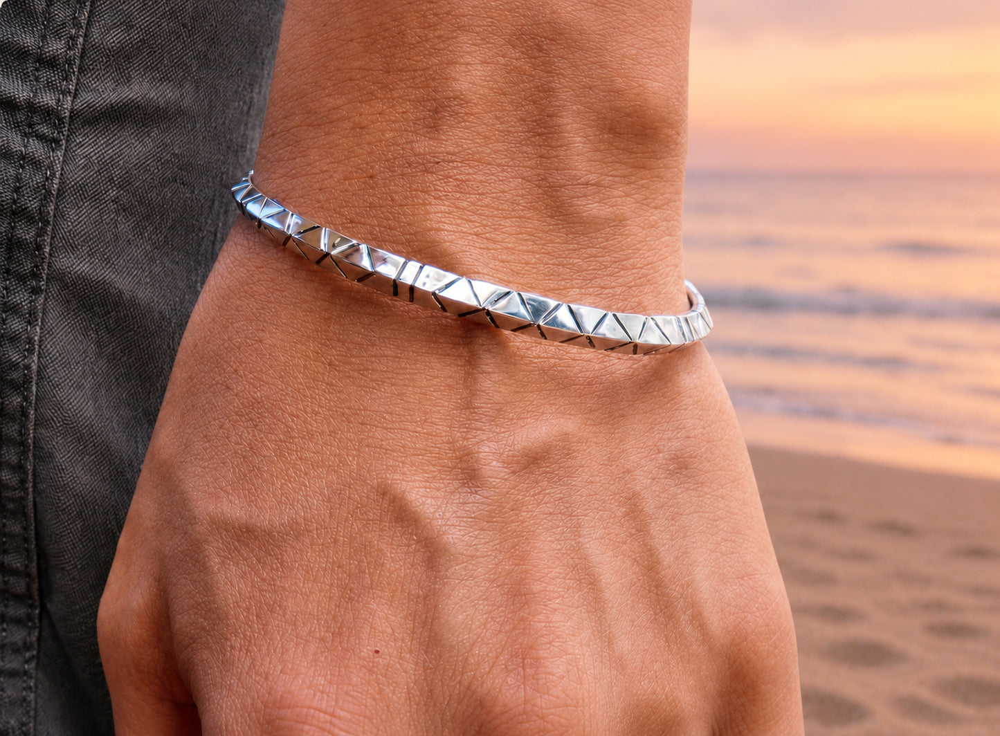 Sterling Silver Aztec Cuff Bracelet Woman