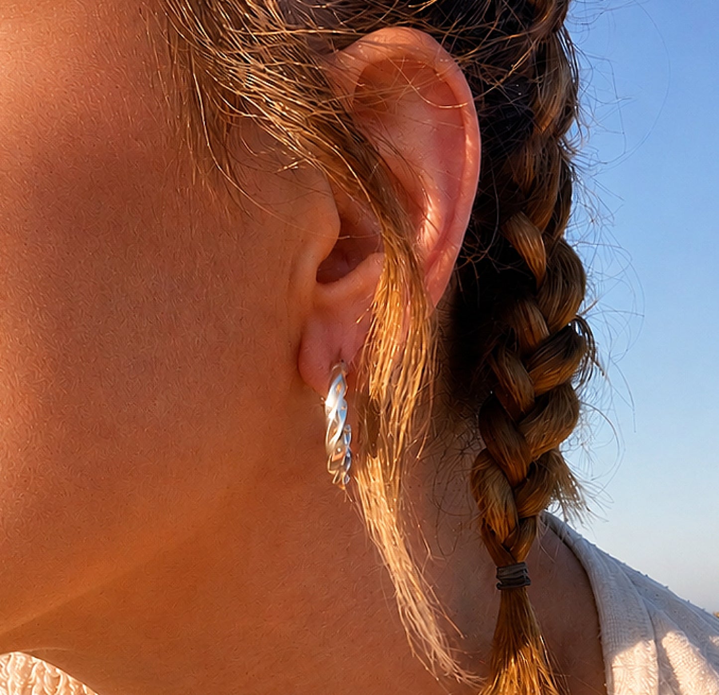 Sterling Silver Simple Plain Solid Dainty Twisted Hoop Earrings
