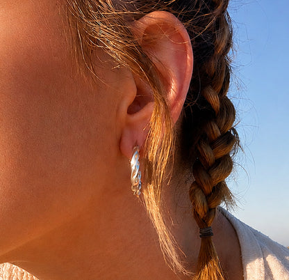 Sterling Silver Simple Plain Solid Dainty Twisted Hoop Earrings