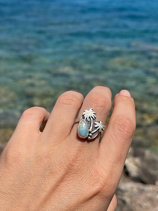 Palm Tree Opal Ring – Sterling Silver