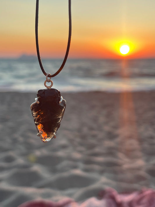 Aztec Arrowhead Obsidian Necklace – Sterling Silver