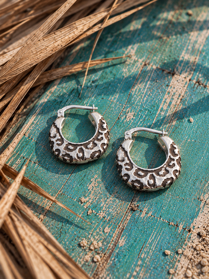 Leopard Hoop Earrings – Sterling Silver