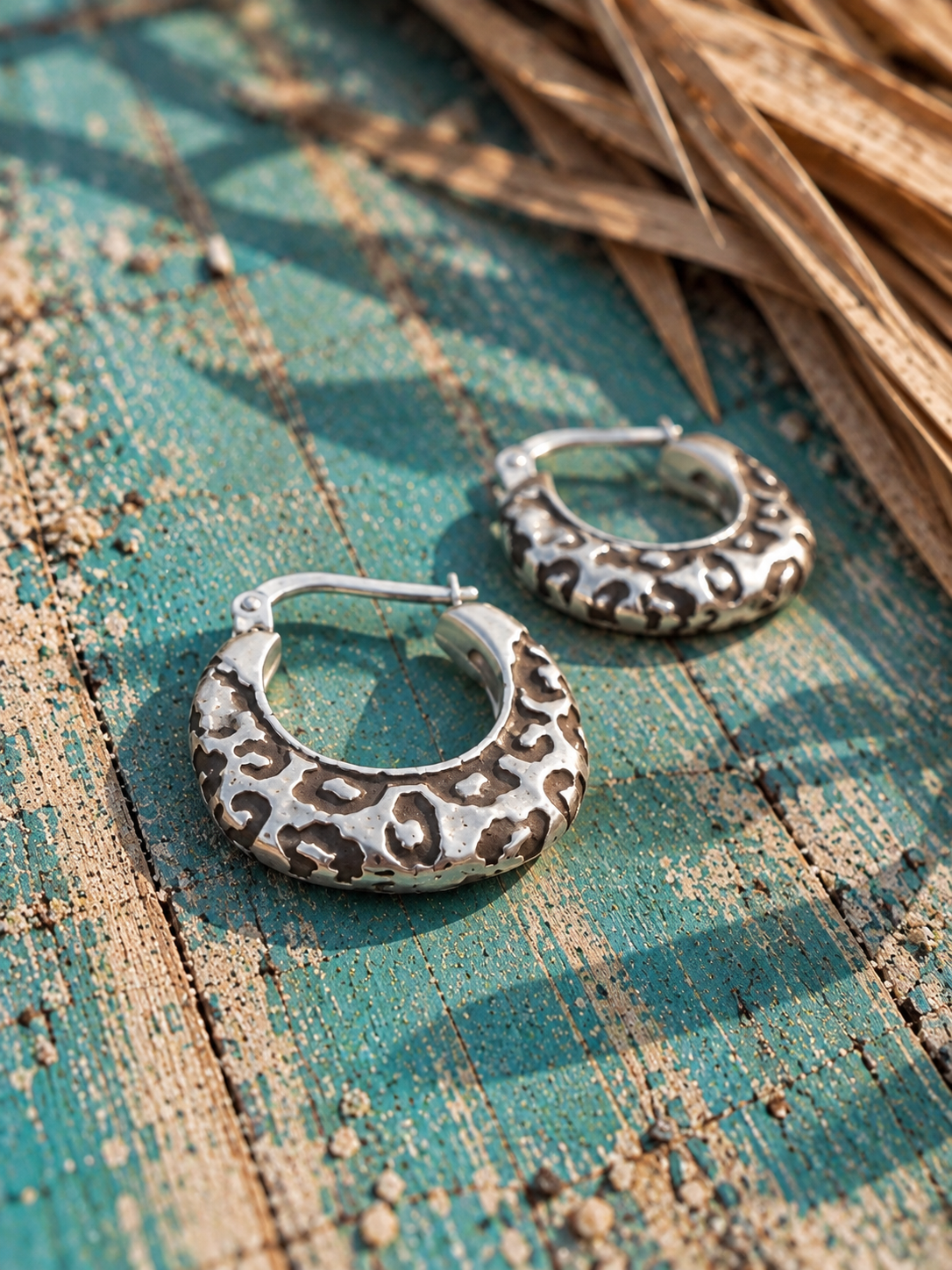Leopard Hoop Earrings – Sterling Silver