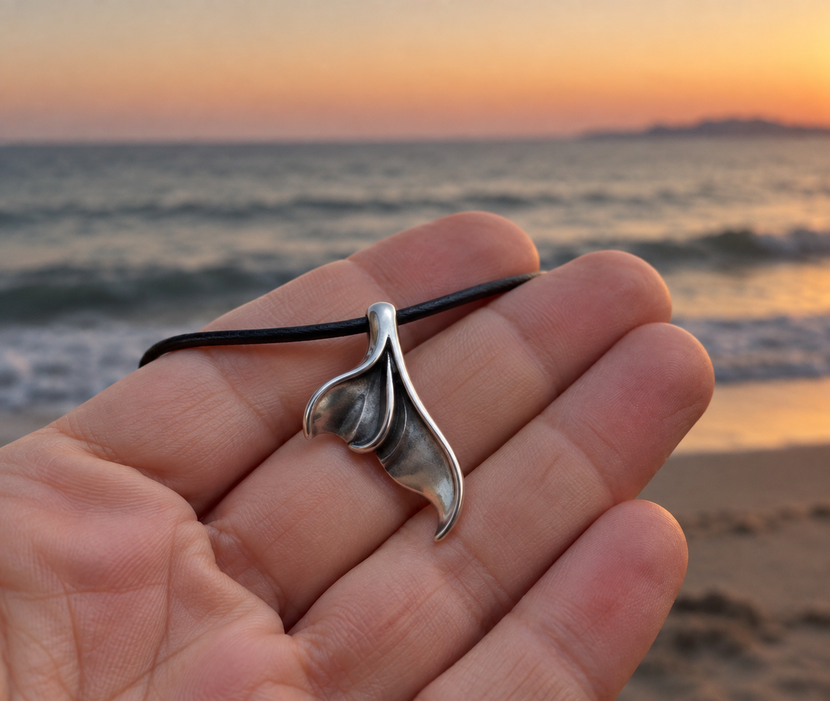 Whale Tail Pendant Necklace – Sterling Silver