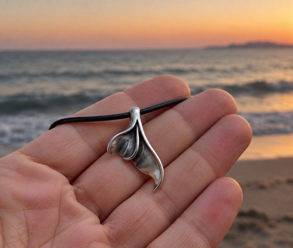 Whale Tail Pendant Necklace – Sterling Silver