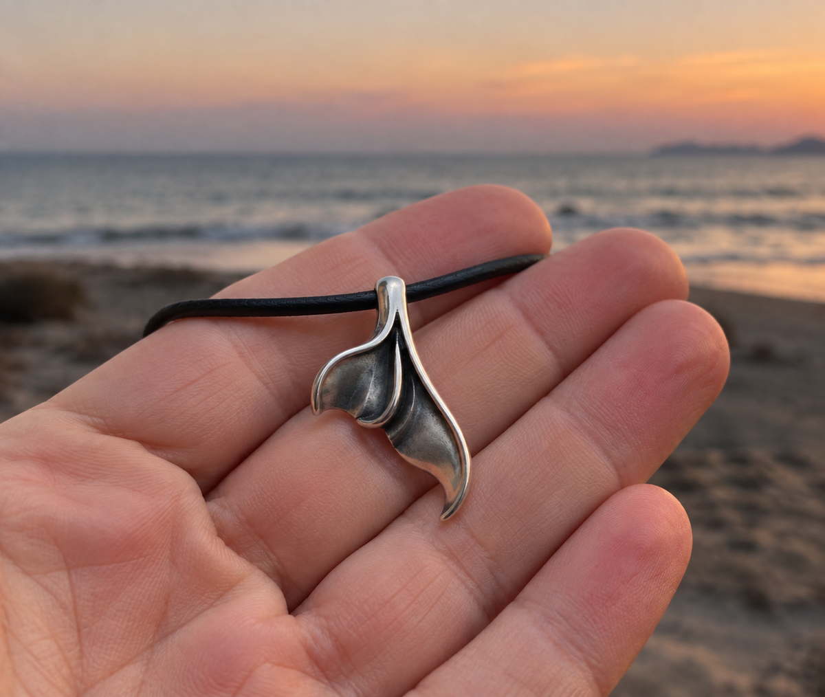 Whale Tail Pendant Necklace – Sterling Silver