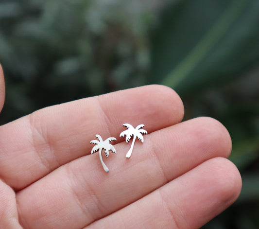 Sterling Silver Palm Tree Stud Earrings