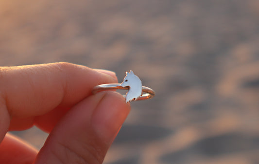 Sterling Silver Wolf Ring Women, Elegant Geometric Ring