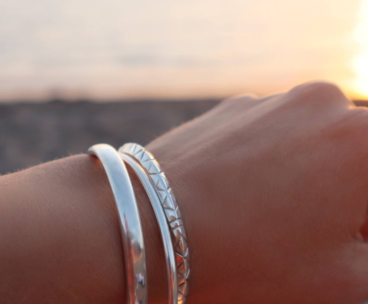 Sterling Silver Ηollow Βangle Cuff Bracelet Woman