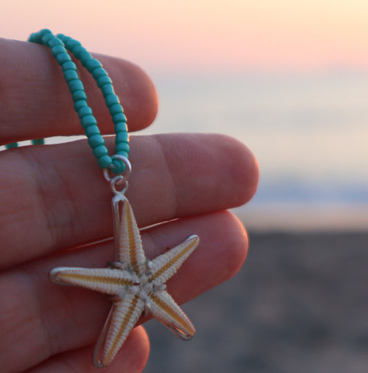 Sterling Silver Real Starfish Necklace Women
