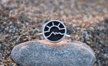 Sterling Silver Mountains Sunset Ring for Women