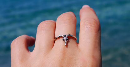Sterling Silver Longhorn Buffalo Skull Ring