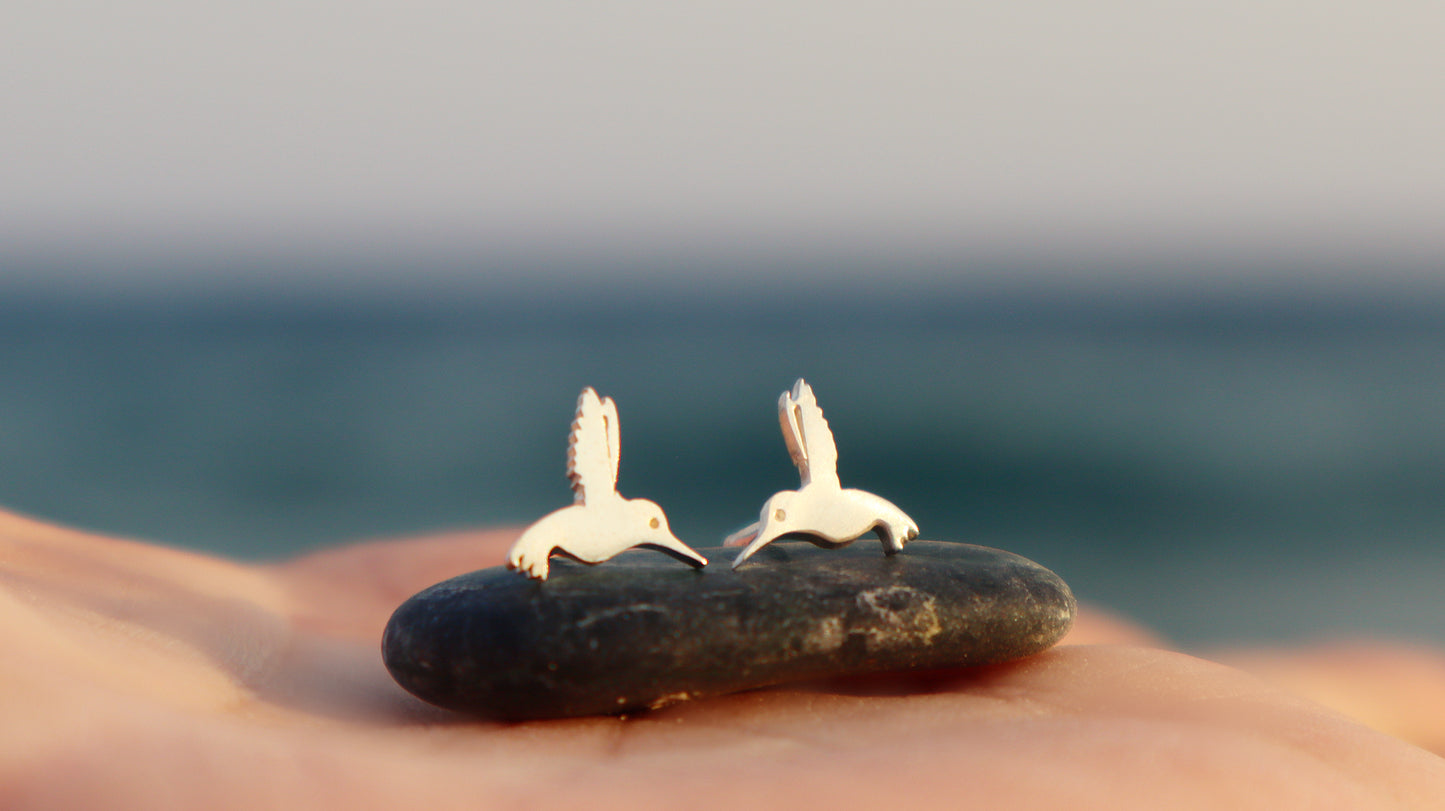 Sterling Silver Ηummingbird Stud Earrings Women