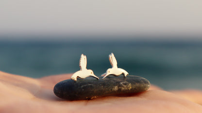Sterling Silver Ηummingbird Stud Earrings Women
