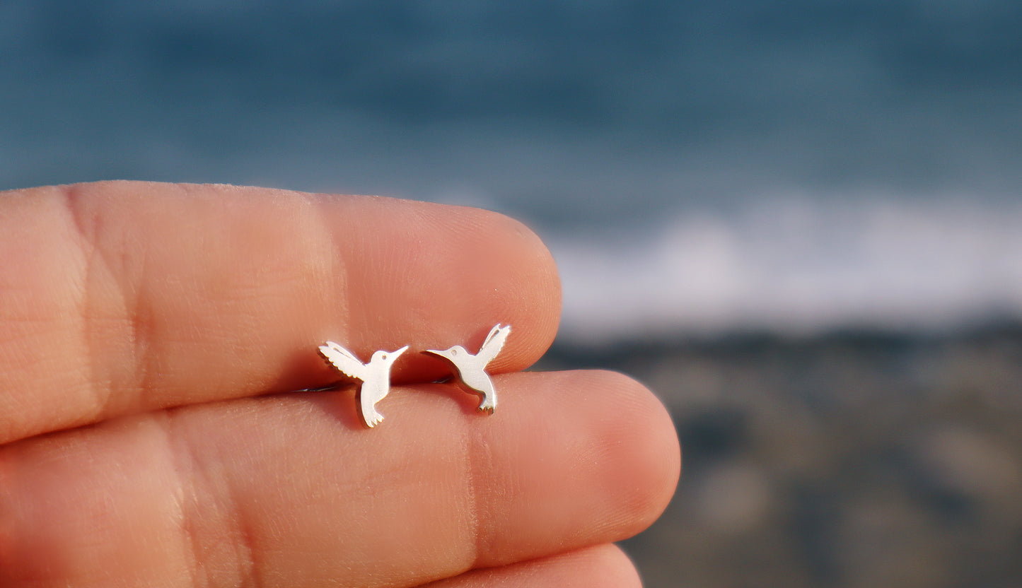 Sterling Silver Ηummingbird Stud Earrings Women